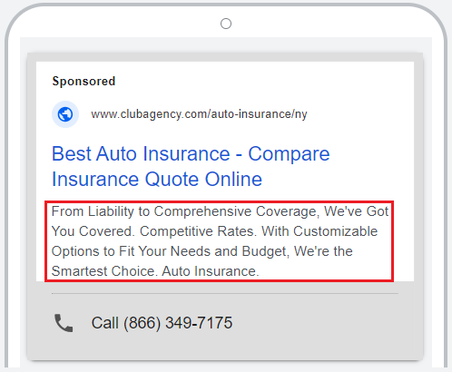 Example of a well written insurance ad copy