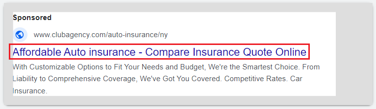 Example of successful insurance ad headlines